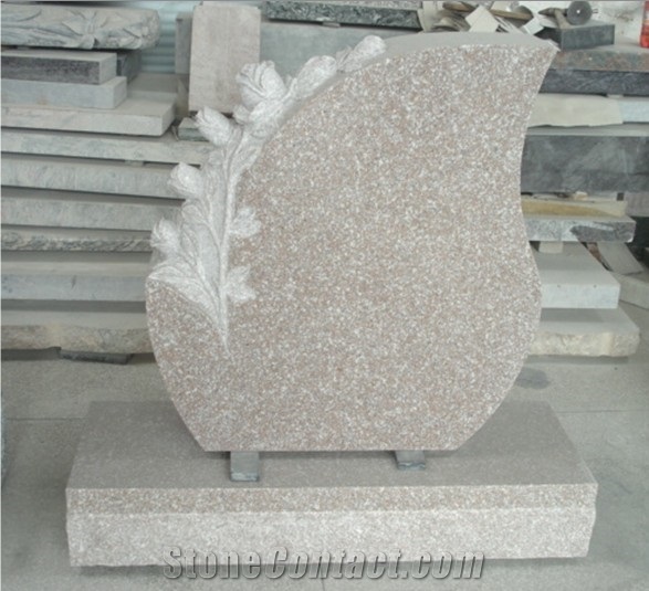 European Style Granite Headstone/Gravestone, Pink Granite Gravestone