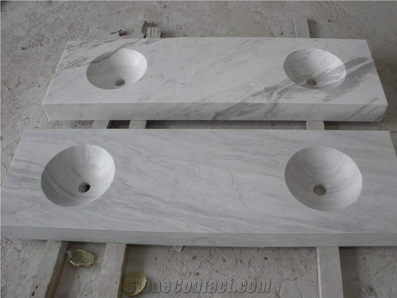 Volakas White Marble Integral Sink