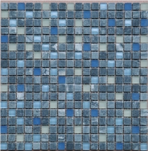 Marble and Glass Mosaic, Blue Marble Glass Mosaic