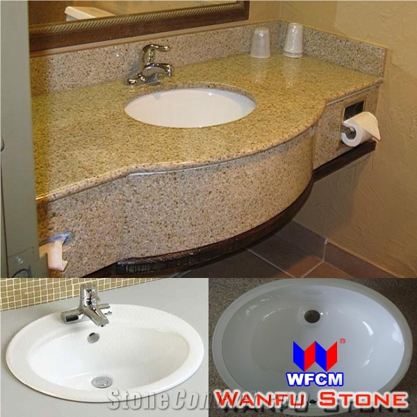 Granite Bathroom Vanity Top for Sale, G682 Golden Yellow Granite Bathroom Vanity Top