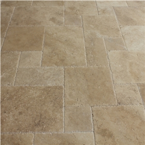 Meandros Walnut Antique Pattern Brushed, Chiseled, Meandros Walnut Travertine Slabs