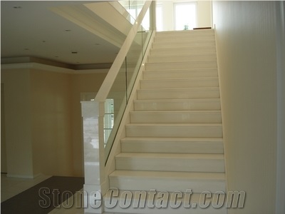 Crema Marfil Marble Stairs, Beige Marble Stairs