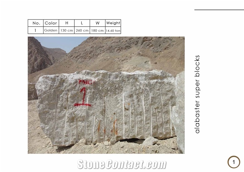 Golden OnyxAlabaster, Golden Alabaster Block from Iran