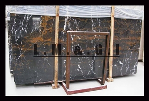 Black and Gold Marble, Michalengelo Black Marble Slabs