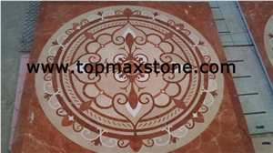 Red Marble Waterjet Medallion