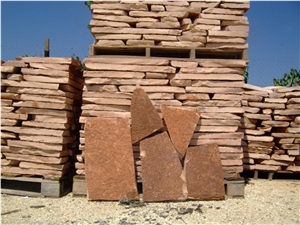Natural Stone Red Landscaping Stones, Lini Pink Limestone Flagstone