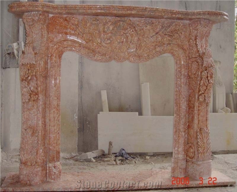 Agate Red Marble Fireplace Mantel