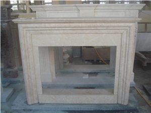 Beige Sandstone Fireplace Mantel