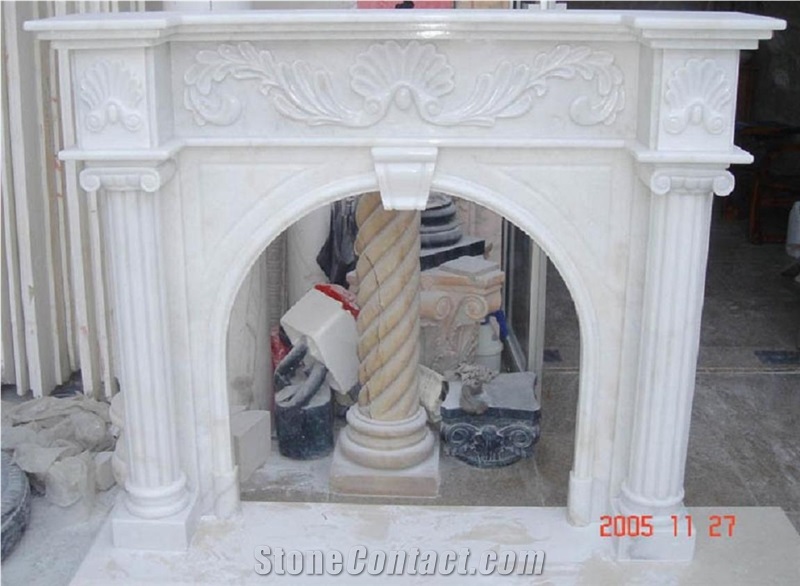 Guangxi White Marble Fireplace Mantel