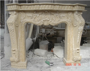 Perlato Svevo Marble Carved Fireplace, Beige Marble Fireplace