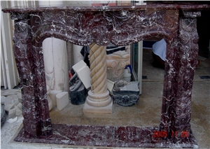 Rosso Levanto Marble Fireplace, Italy Red Marble Fireplace