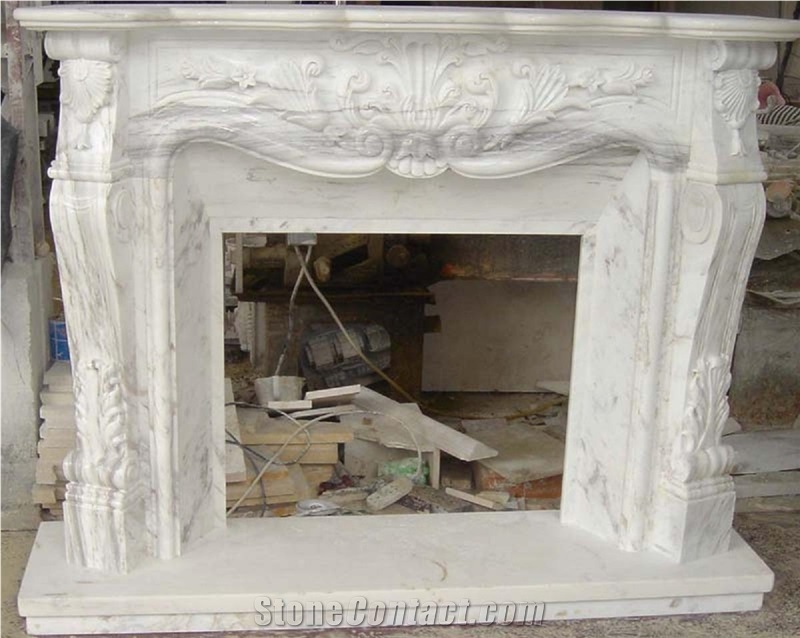 Volakas White Marble Fireplace