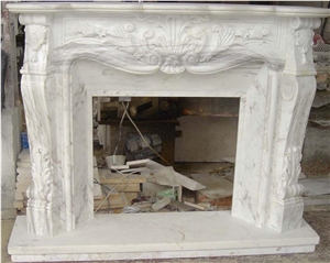 Volakas White Marble Fireplace