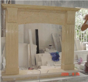 Yellow Marble Fireplace Mantel