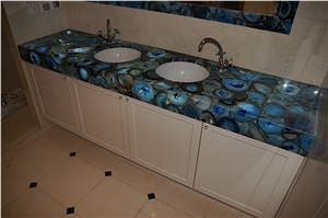 Blue Agate Semiprecious Stone Vanity Top