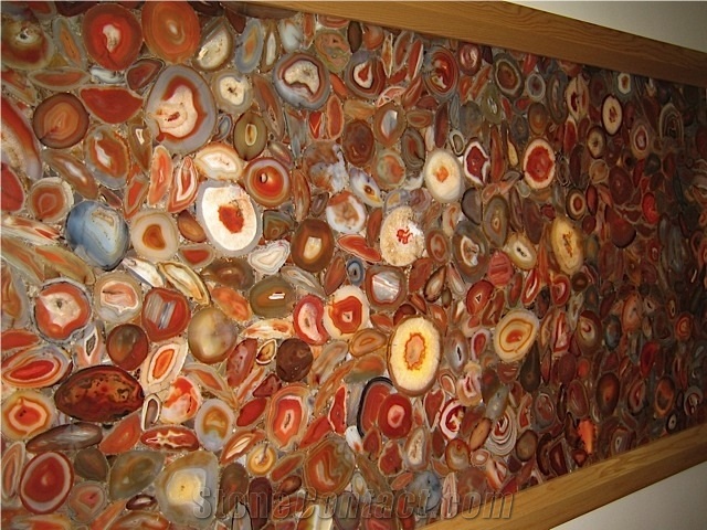 Red Agate Semiprecious Stone Wall Tiles