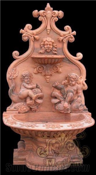 Red Marble Wall Mounted Fountain