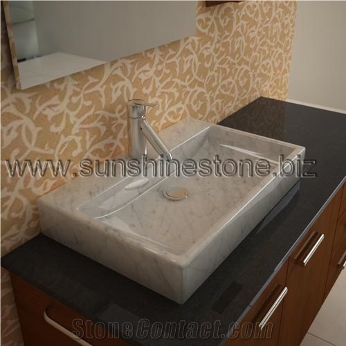 Stone Bathroom Sink, White Marble Sink