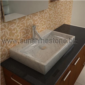 Stone Bathroom Sink, White Marble Sink