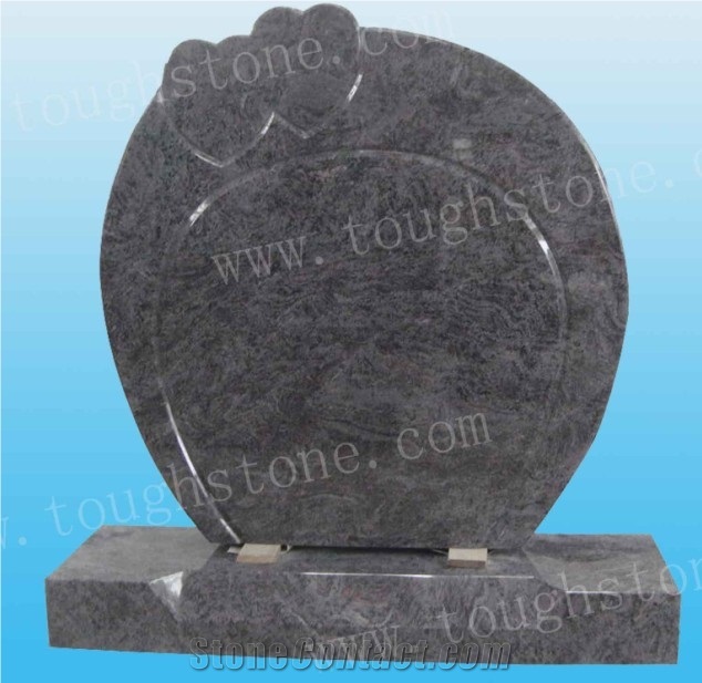 Granite Memorial Headstone, Bahama Blue Granite Headstone