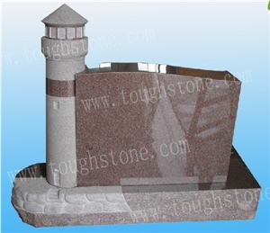 Imperial Red Tower Design Headstone, Imeprial Red Granite Headstone
