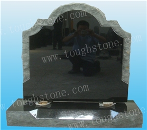 Upright Headstones with Rock Edges, Shanxi Black Granite Headstones