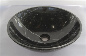 Nero Marquina Stone Basin,Wash Basin, China Marquina Black Marble Wash Basin