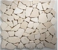 Stone Mosaic Tile, Irregular Marble Mosaic Tiles., Crema Marfil Beige Marble Mosaic