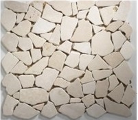 Stone Mosaic Tile, Irregular Marble Mosaic Tiles., Crema Marfil Beige Marble Mosaic