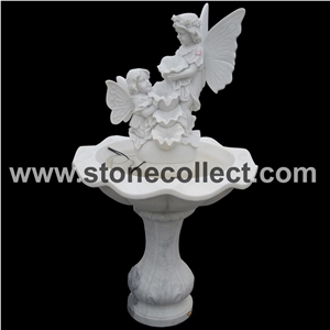 Pure White Marble Sculptured Fountain