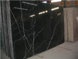 Black Marquina Marble Slabs, China Black Marble
