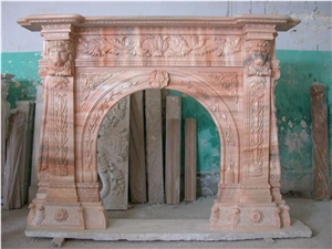 Botchino Pink Marble Fireplace
