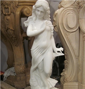 Pure White Stone Women Sculpture, Pure White Marble Sculpture
