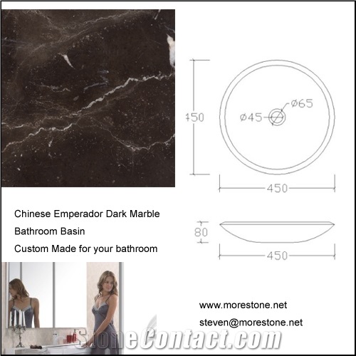 China Emperador Dark Marble Sink,China Brown Marble