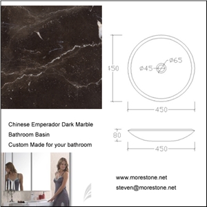 China Emperador Dark Marble Sink,China Brown Marble