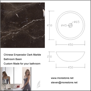 China Emperador Dark Marble Basin,China Brown Marble
