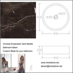 China Emperador Dark Marble Sink,China Brown Marble