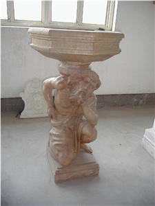 Natural Garden Stone Fountain, Yellow Marble Fountain