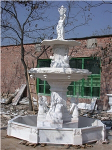 White Stone Garden Fountain, White Granite Garden Fountain