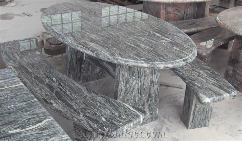 Bench Table R-1, Wave Green Granite Bench