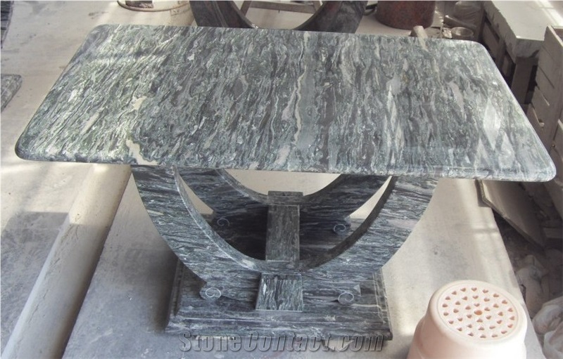 Square Table S-1, Wave Green Granite Table