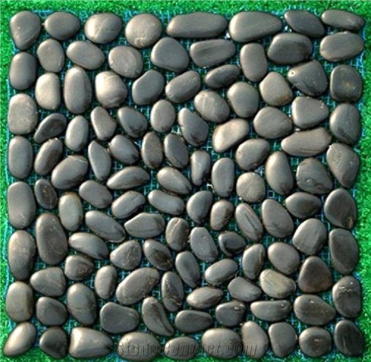 Black Polished Pebble Stone Tile