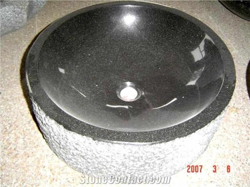 Black Round Granite Basins