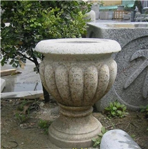 Garden Flower Stand Pot, Yellow Granite Flower Stand
