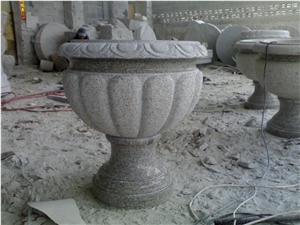 Garden Granite Flower Pots, Grey Granite Flower Pots