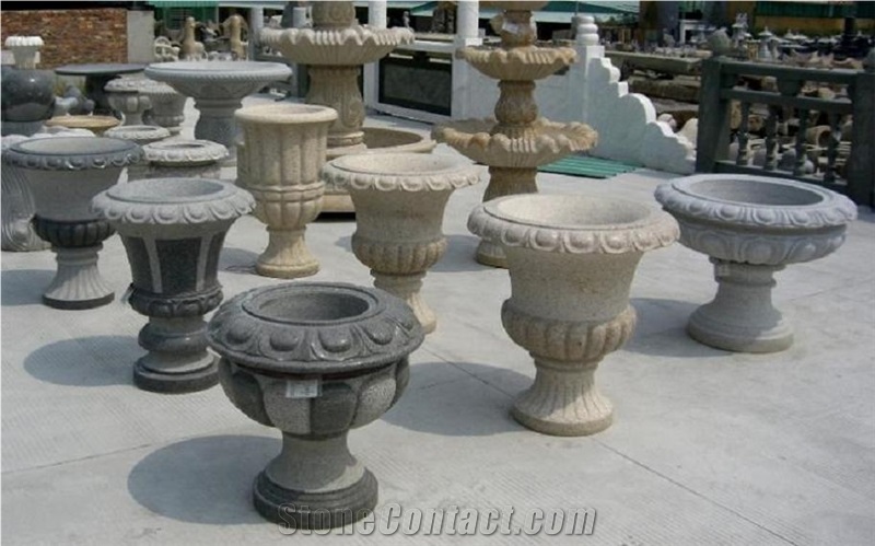 Garden Ornamental Flower Pots Grey Granite Flower Pots From China Stonecontact Com