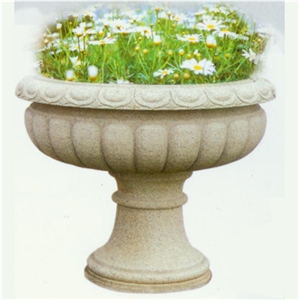 Garden Stone Flower Pot, Yellow Granite Flower Pot