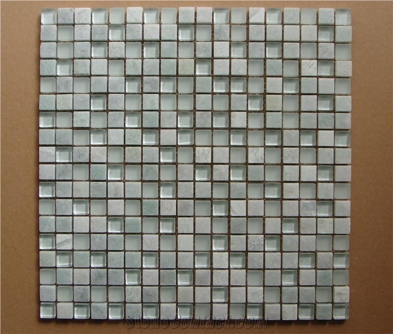 Glass and Stone Mosaic Tile, White Marble Mosaic