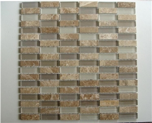 Glass Mix Stone Mosaic Backsplash, Brown Marble Mosaic