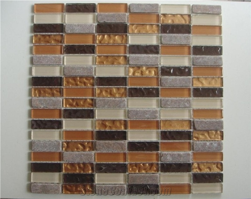 Glass Mix Stone Mosaic Pattern